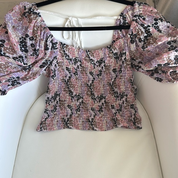 Free People Back On Top. Crop Top Floral Peasant Blouse. Women’s Size Medium - Picture 4 of 8